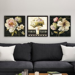 Wallity Conjunto de 3 Pinturas Decorativas en Lienzo Multicolor